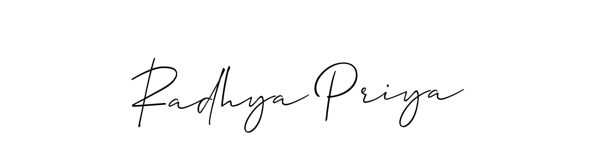 How to make Radhya Priya name signature. Use Allison_Script style for creating short signs online. This is the latest handwritten sign. Radhya Priya signature style 2 images and pictures png