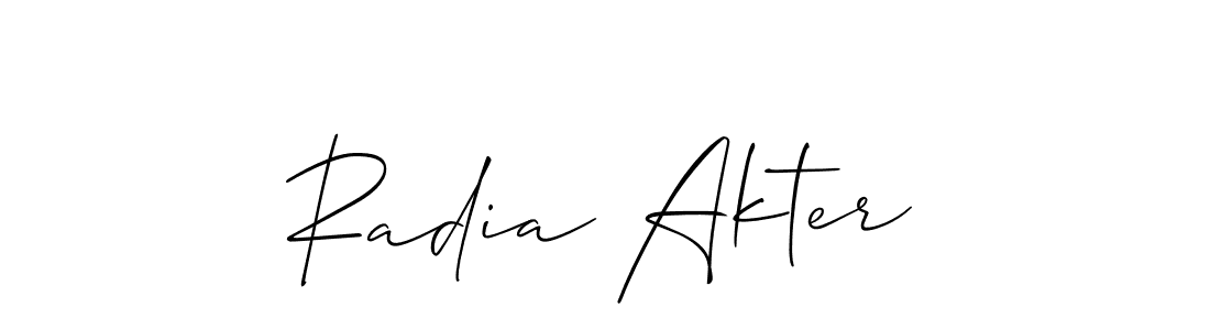 Create a beautiful signature design for name Radia Akter. With this signature (Allison_Script) fonts, you can make a handwritten signature for free. Radia Akter signature style 2 images and pictures png