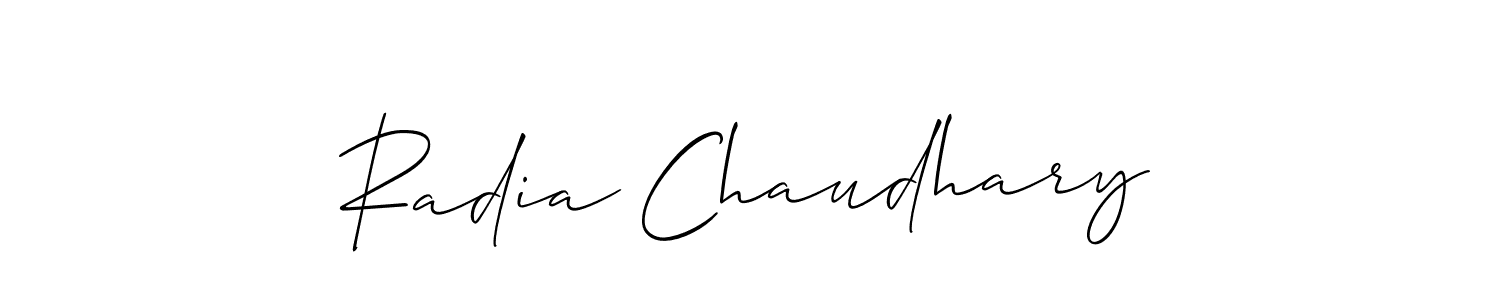 Use a signature maker to create a handwritten signature online. With this signature software, you can design (Allison_Script) your own signature for name Radia Chaudhary. Radia Chaudhary signature style 2 images and pictures png