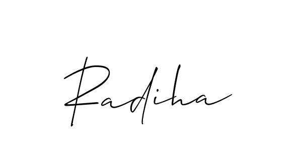 Make a short Radiha signature style. Manage your documents anywhere anytime using Allison_Script. Create and add eSignatures, submit forms, share and send files easily. Radiha signature style 2 images and pictures png