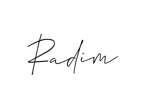 Create a beautiful signature design for name Radim. With this signature (Allison_Script) fonts, you can make a handwritten signature for free. Radim signature style 2 images and pictures png