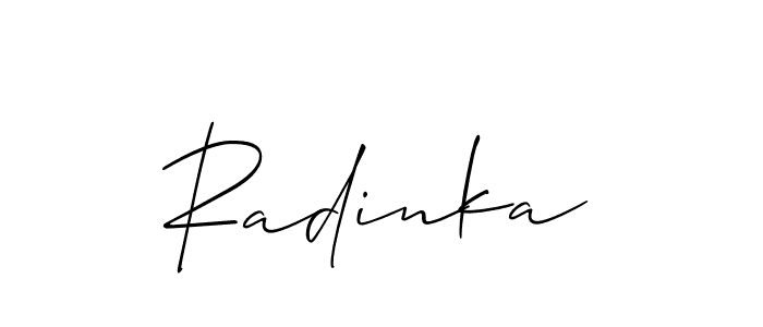 Use a signature maker to create a handwritten signature online. With this signature software, you can design (Allison_Script) your own signature for name Radinka. Radinka signature style 2 images and pictures png