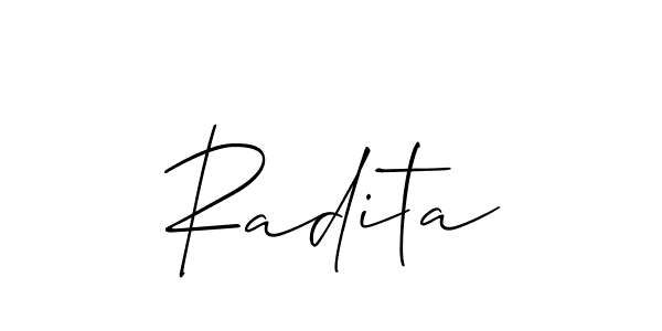 if you are searching for the best signature style for your name Radita. so please give up your signature search. here we have designed multiple signature styles  using Allison_Script. Radita signature style 2 images and pictures png