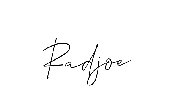 The best way (Allison_Script) to make a short signature is to pick only two or three words in your name. The name Radjoe include a total of six letters. For converting this name. Radjoe signature style 2 images and pictures png