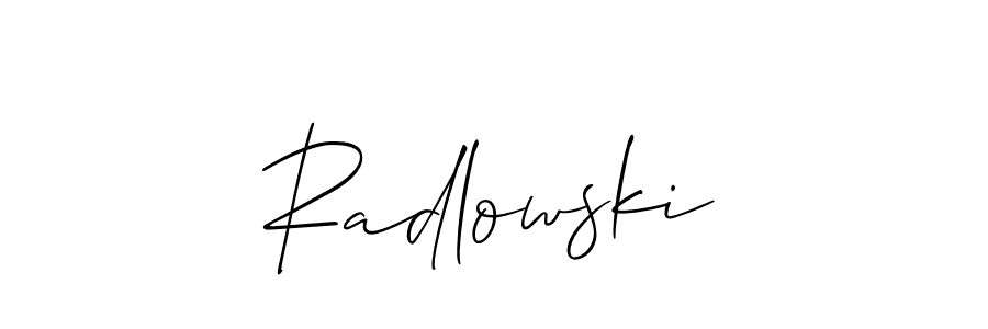 How to make Radlowski signature? Allison_Script is a professional autograph style. Create handwritten signature for Radlowski name. Radlowski signature style 2 images and pictures png