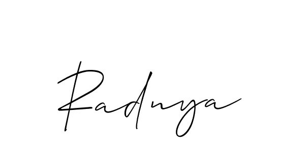 Design your own signature with our free online signature maker. With this signature software, you can create a handwritten (Allison_Script) signature for name Radnya. Radnya signature style 2 images and pictures png
