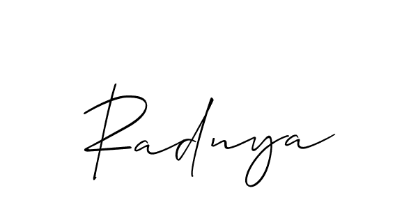 Design your own signature with our free online signature maker. With this signature software, you can create a handwritten (Allison_Script) signature for name Radnya. Radnya signature style 2 images and pictures png