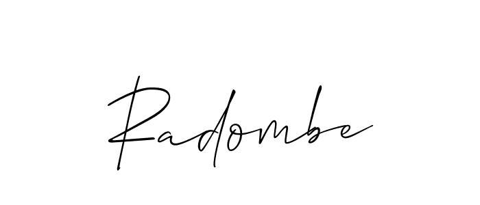 It looks lik you need a new signature style for name Radombe. Design unique handwritten (Allison_Script) signature with our free signature maker in just a few clicks. Radombe signature style 2 images and pictures png