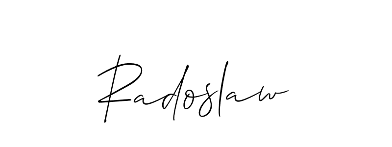 How to make Radoslaw signature? Allison_Script is a professional autograph style. Create handwritten signature for Radoslaw name. Radoslaw signature style 2 images and pictures png