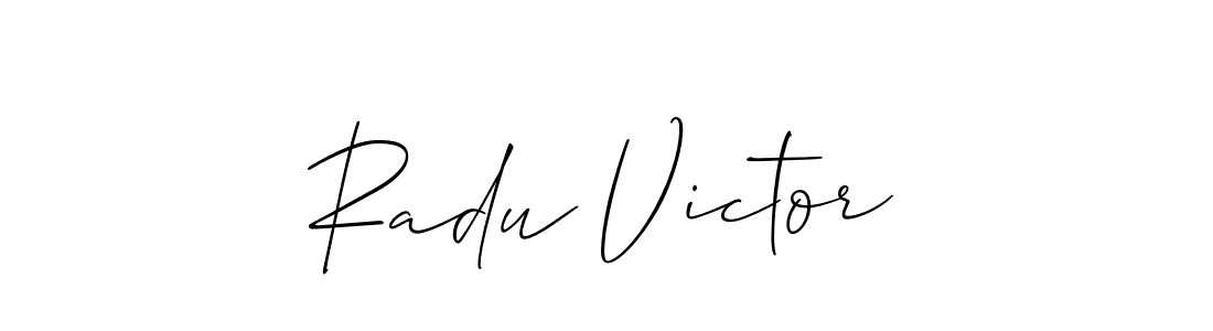 if you are searching for the best signature style for your name Radu Victor. so please give up your signature search. here we have designed multiple signature styles  using Allison_Script. Radu Victor signature style 2 images and pictures png