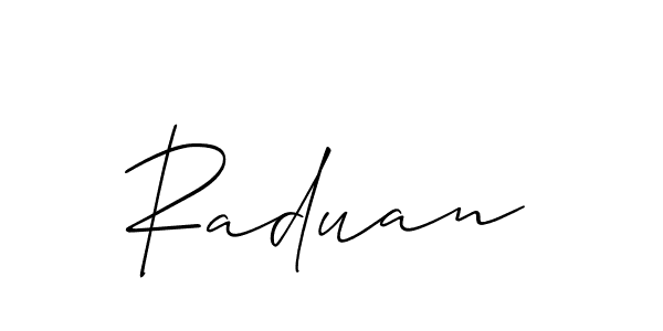 How to make Raduan signature? Allison_Script is a professional autograph style. Create handwritten signature for Raduan name. Raduan signature style 2 images and pictures png
