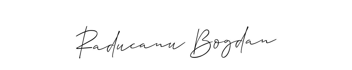 Create a beautiful signature design for name Raducanu Bogdan. With this signature (Allison_Script) fonts, you can make a handwritten signature for free. Raducanu Bogdan signature style 2 images and pictures png