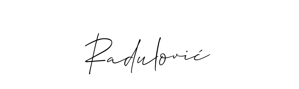 Use a signature maker to create a handwritten signature online. With this signature software, you can design (Allison_Script) your own signature for name Radulović. Radulović signature style 2 images and pictures png