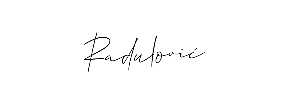 Use a signature maker to create a handwritten signature online. With this signature software, you can design (Allison_Script) your own signature for name Radulović. Radulović signature style 2 images and pictures png