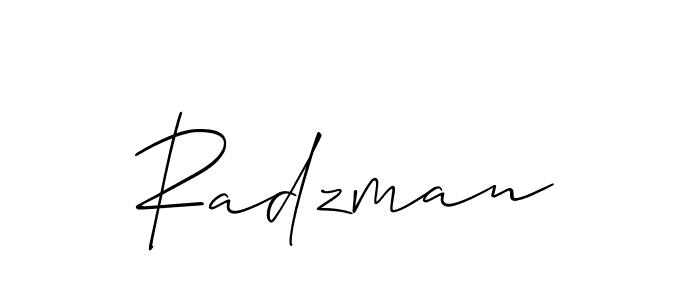 Design your own signature with our free online signature maker. With this signature software, you can create a handwritten (Allison_Script) signature for name Radzman. Radzman signature style 2 images and pictures png