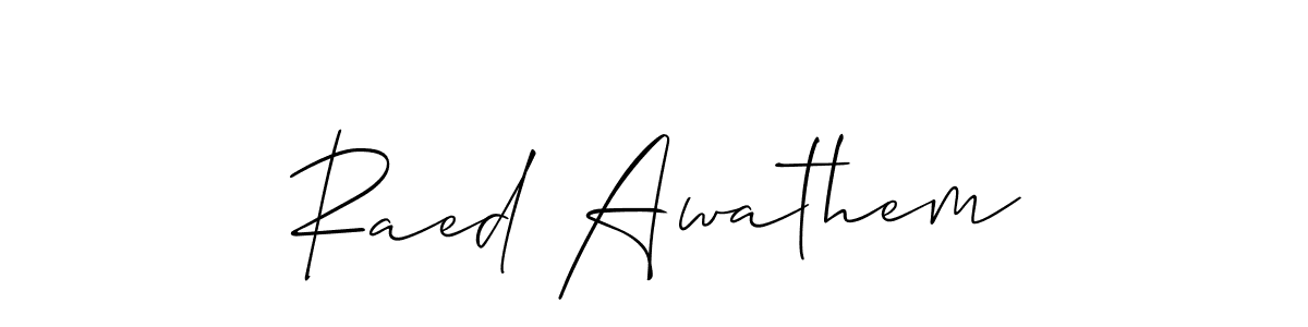 How to make Raed Awathem signature? Allison_Script is a professional autograph style. Create handwritten signature for Raed Awathem name. Raed Awathem signature style 2 images and pictures png
