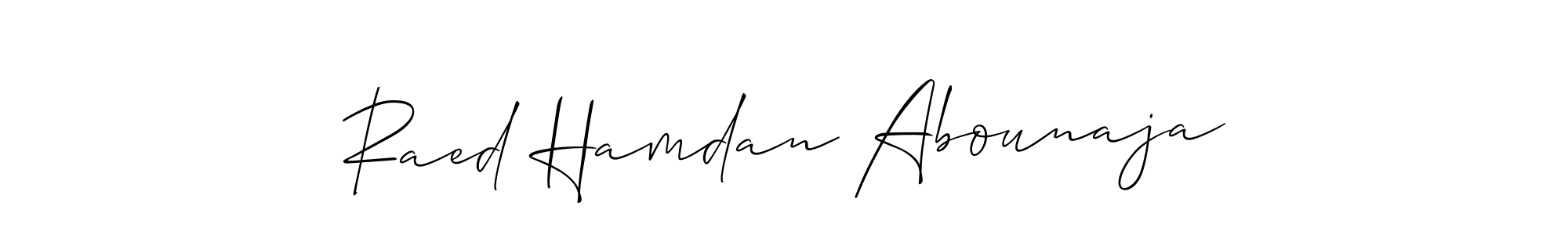 How to make Raed Hamdan Abounaja name signature. Use Allison_Script style for creating short signs online. This is the latest handwritten sign. Raed Hamdan Abounaja signature style 2 images and pictures png