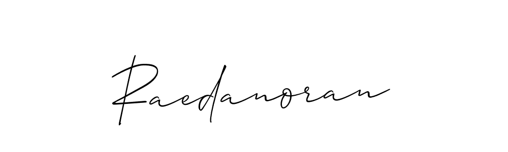 Use a signature maker to create a handwritten signature online. With this signature software, you can design (Allison_Script) your own signature for name Raedanoran. Raedanoran signature style 2 images and pictures png