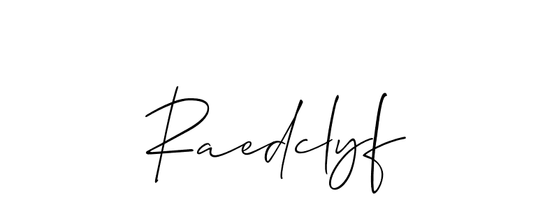 Similarly Allison_Script is the best handwritten signature design. Signature creator online .You can use it as an online autograph creator for name Raedclyf. Raedclyf signature style 2 images and pictures png