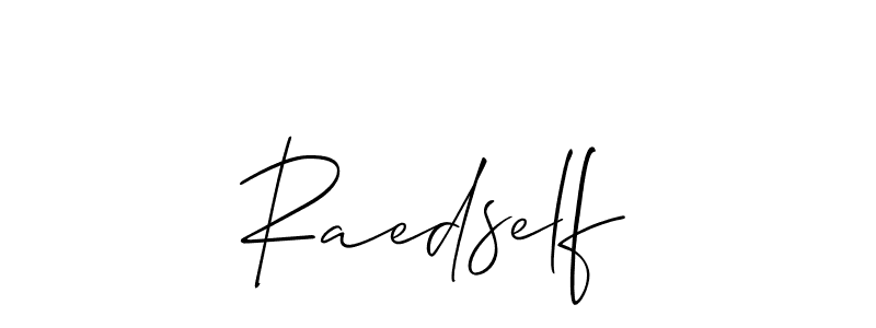 Similarly Allison_Script is the best handwritten signature design. Signature creator online .You can use it as an online autograph creator for name Raedself. Raedself signature style 2 images and pictures png