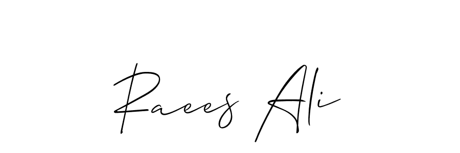 Design your own signature with our free online signature maker. With this signature software, you can create a handwritten (Allison_Script) signature for name Raees Ali. Raees Ali signature style 2 images and pictures png