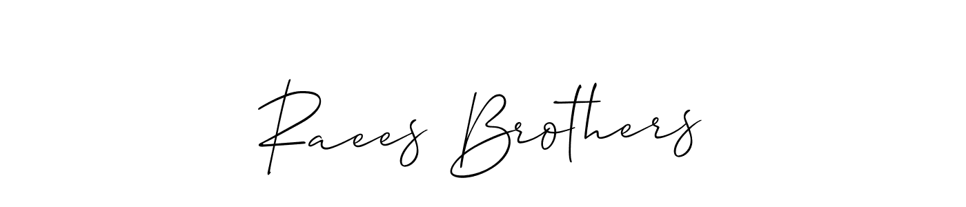 Allison_Script is a professional signature style that is perfect for those who want to add a touch of class to their signature. It is also a great choice for those who want to make their signature more unique. Get Raees Brothers name to fancy signature for free. Raees Brothers signature style 2 images and pictures png