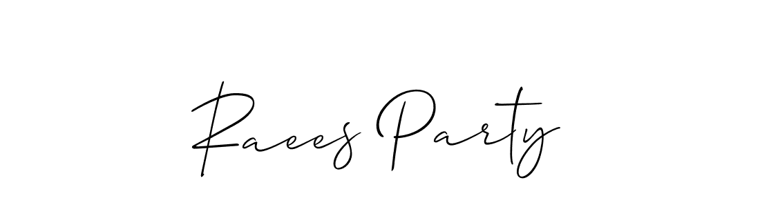 Make a beautiful signature design for name Raees Party. With this signature (Allison_Script) style, you can create a handwritten signature for free. Raees Party signature style 2 images and pictures png