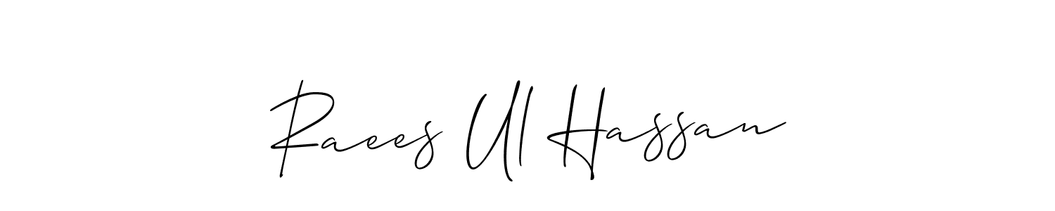 How to make Raees Ul Hassan name signature. Use Allison_Script style for creating short signs online. This is the latest handwritten sign. Raees Ul Hassan signature style 2 images and pictures png