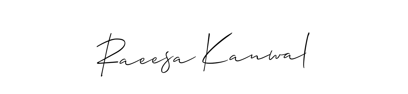 Use a signature maker to create a handwritten signature online. With this signature software, you can design (Allison_Script) your own signature for name Raeesa Kanwal. Raeesa Kanwal signature style 2 images and pictures png