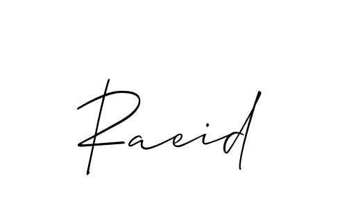 The best way (Allison_Script) to make a short signature is to pick only two or three words in your name. The name Raeid include a total of six letters. For converting this name. Raeid signature style 2 images and pictures png