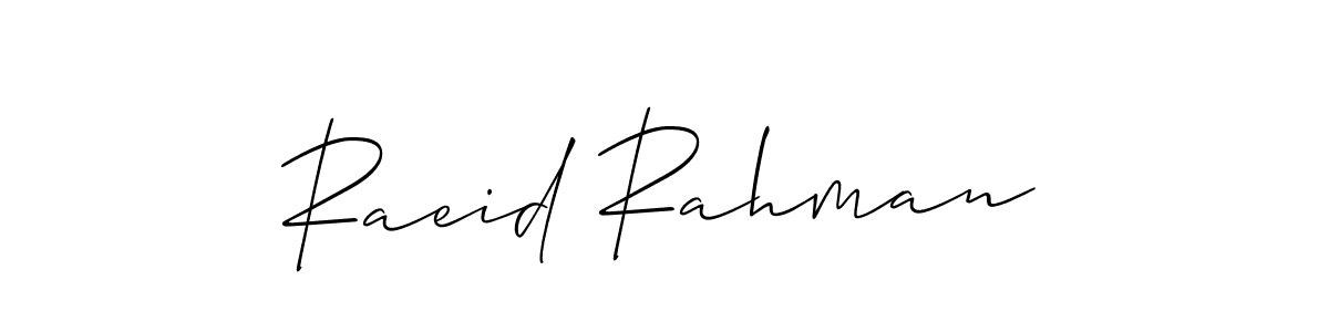 How to make Raeid Rahman name signature. Use Allison_Script style for creating short signs online. This is the latest handwritten sign. Raeid Rahman signature style 2 images and pictures png