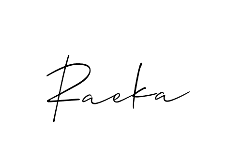 Raeka stylish signature style. Best Handwritten Sign (Allison_Script) for my name. Handwritten Signature Collection Ideas for my name Raeka. Raeka signature style 2 images and pictures png