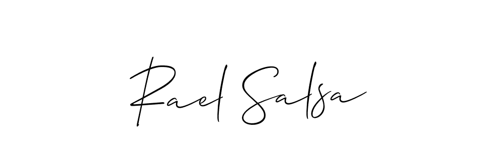 You should practise on your own different ways (Allison_Script) to write your name (Rael Salsa) in signature. don't let someone else do it for you. Rael Salsa signature style 2 images and pictures png