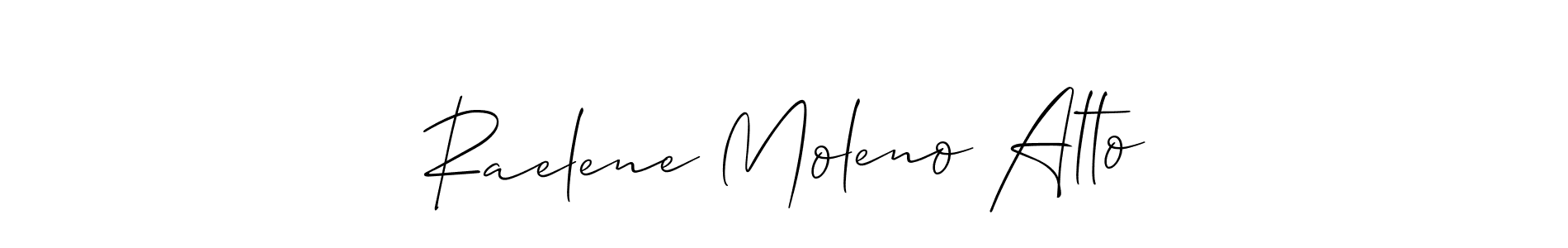 It looks lik you need a new signature style for name Raelene Moleno Alto. Design unique handwritten (Allison_Script) signature with our free signature maker in just a few clicks. Raelene Moleno Alto signature style 2 images and pictures png