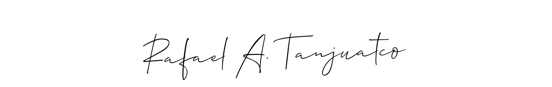 The best way (Allison_Script) to make a short signature is to pick only two or three words in your name. The name Rafael A. Tanjuatco include a total of six letters. For converting this name. Rafael A. Tanjuatco signature style 2 images and pictures png