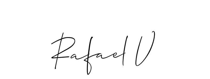 The best way (Allison_Script) to make a short signature is to pick only two or three words in your name. The name Rafael V include a total of six letters. For converting this name. Rafael V signature style 2 images and pictures png