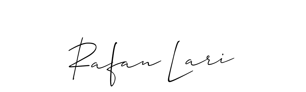 The best way (Allison_Script) to make a short signature is to pick only two or three words in your name. The name Rafan Lari include a total of six letters. For converting this name. Rafan Lari signature style 2 images and pictures png