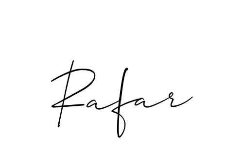 Create a beautiful signature design for name Rafar. With this signature (Allison_Script) fonts, you can make a handwritten signature for free. Rafar signature style 2 images and pictures png