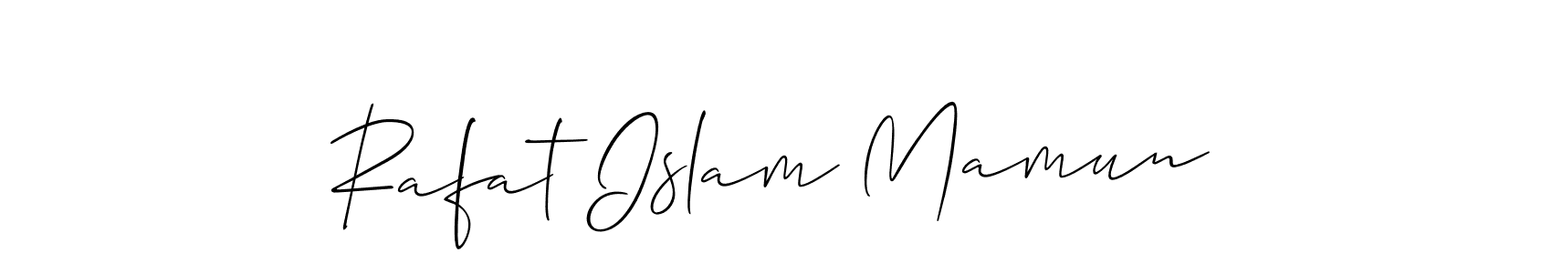 Allison_Script is a professional signature style that is perfect for those who want to add a touch of class to their signature. It is also a great choice for those who want to make their signature more unique. Get Rafat Islam Mamun name to fancy signature for free. Rafat Islam Mamun signature style 2 images and pictures png