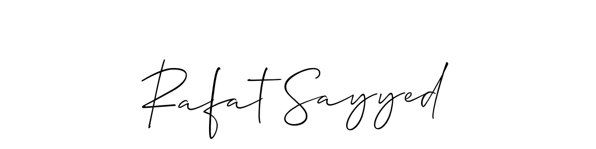 How to make Rafat Sayyed name signature. Use Allison_Script style for creating short signs online. This is the latest handwritten sign. Rafat Sayyed signature style 2 images and pictures png