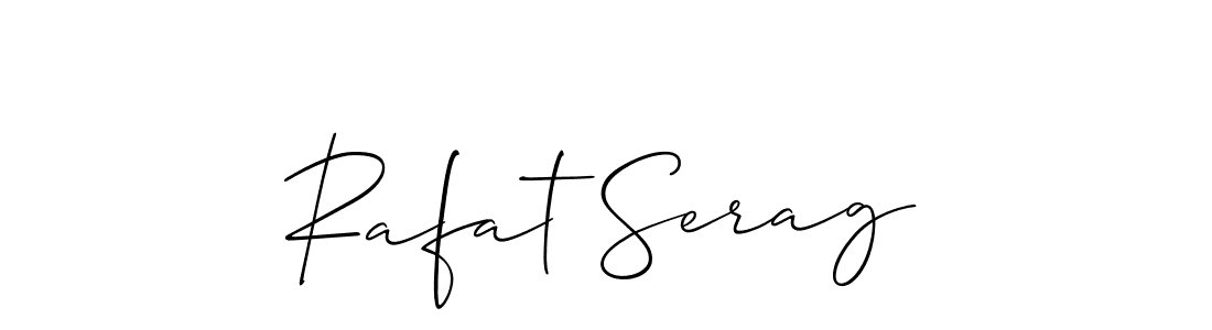 Use a signature maker to create a handwritten signature online. With this signature software, you can design (Allison_Script) your own signature for name Rafat Serag. Rafat Serag signature style 2 images and pictures png