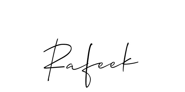 Design your own signature with our free online signature maker. With this signature software, you can create a handwritten (Allison_Script) signature for name Rafeek. Rafeek signature style 2 images and pictures png
