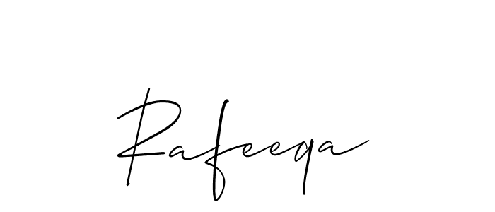 The best way (Allison_Script) to make a short signature is to pick only two or three words in your name. The name Rafeeqa include a total of six letters. For converting this name. Rafeeqa signature style 2 images and pictures png