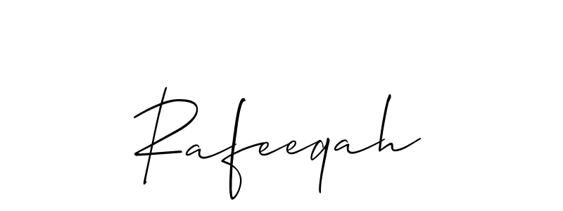 Create a beautiful signature design for name Rafeeqah. With this signature (Allison_Script) fonts, you can make a handwritten signature for free. Rafeeqah signature style 2 images and pictures png