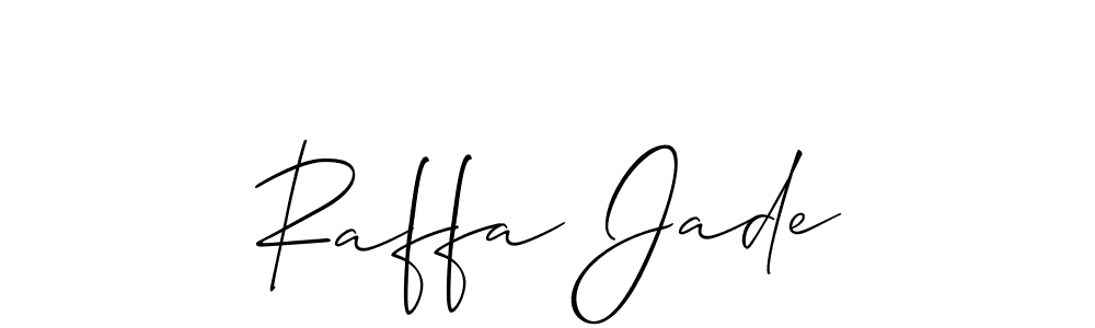 Use a signature maker to create a handwritten signature online. With this signature software, you can design (Allison_Script) your own signature for name Raffa Jade. Raffa Jade signature style 2 images and pictures png