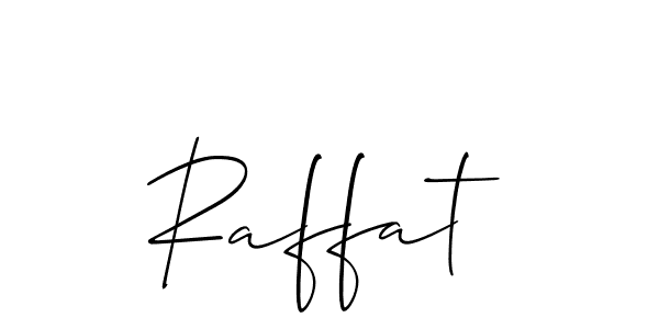 Use a signature maker to create a handwritten signature online. With this signature software, you can design (Allison_Script) your own signature for name Raffat. Raffat signature style 2 images and pictures png