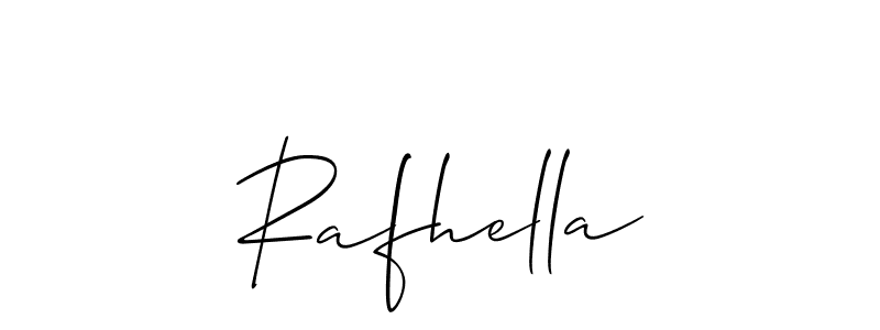 Use a signature maker to create a handwritten signature online. With this signature software, you can design (Allison_Script) your own signature for name Rafhella. Rafhella signature style 2 images and pictures png