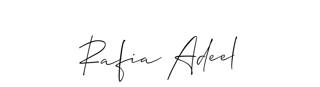 How to make Rafia Adeel name signature. Use Allison_Script style for creating short signs online. This is the latest handwritten sign. Rafia Adeel signature style 2 images and pictures png