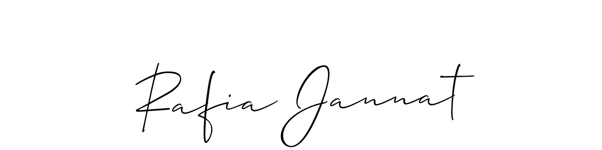 Make a short Rafia Jannat signature style. Manage your documents anywhere anytime using Allison_Script. Create and add eSignatures, submit forms, share and send files easily. Rafia Jannat signature style 2 images and pictures png