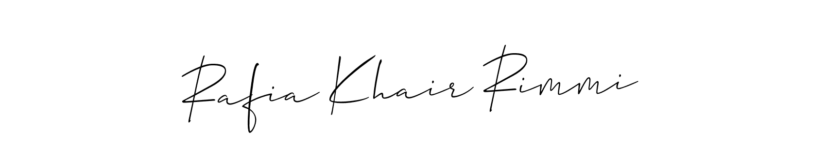 if you are searching for the best signature style for your name Rafia Khair Rimmi. so please give up your signature search. here we have designed multiple signature styles  using Allison_Script. Rafia Khair Rimmi signature style 2 images and pictures png